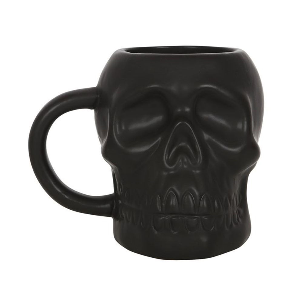 Matte Finish Black Decorative Skull-shaped Coffee Mug for Collections