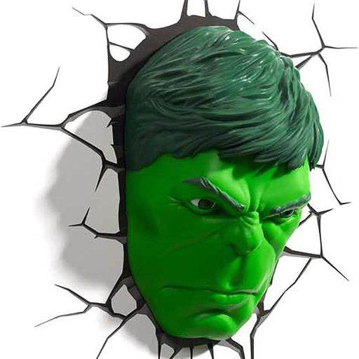 Marvel 3D Decorative Wall Light Featuring The Hulk's Face