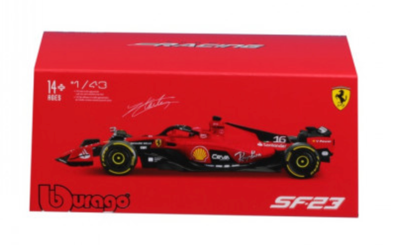 Official 1:43 Scale Diecast Model of Formula 1 Ferrari SF - 23 Driven by Charles Leclerc with Helmet