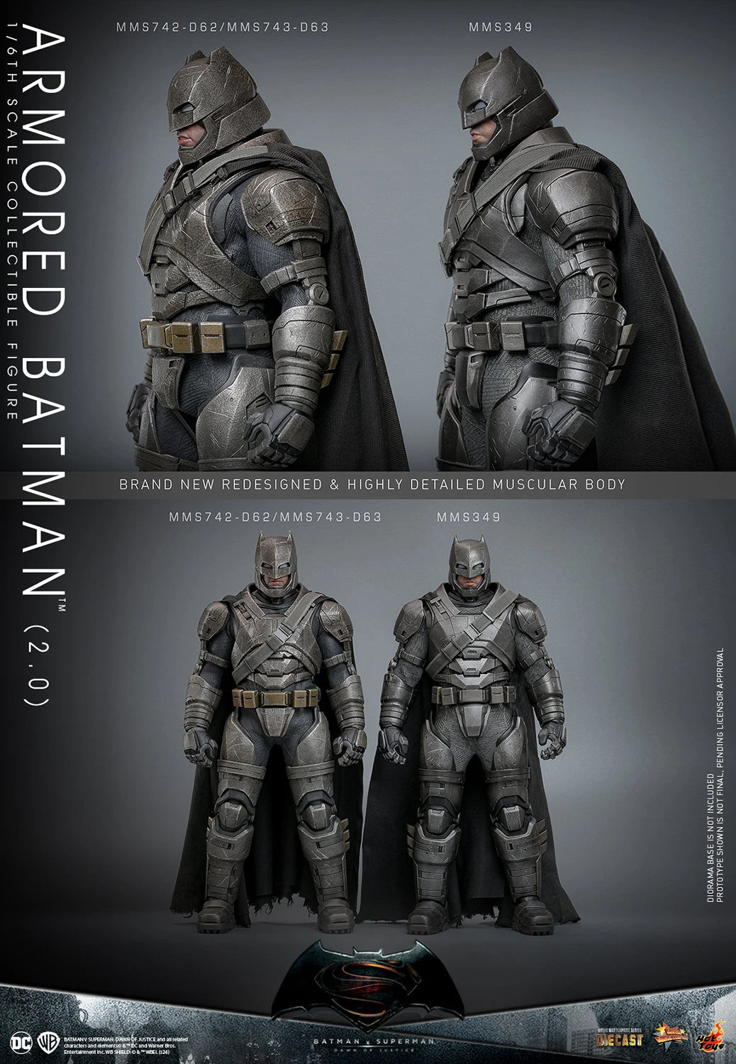 Hot Toys Highly Detailed 1/6th Scale Collectible Figure of Armored Batman (2.0) from Batman v Superman: Dawn of Justice
