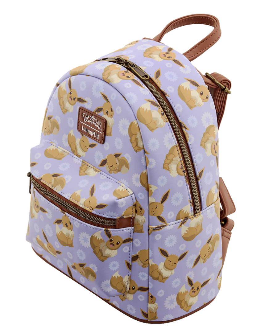 Loungefly Mini Backpack with Adorable Eevee All-Over Print for Pokemon Fans