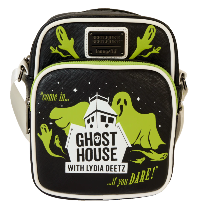 Loungefly Licensed Warner Bros Beetlejuice 2 Themed Ghost House Crossbody Shoulder Bag for Fashionable Carry