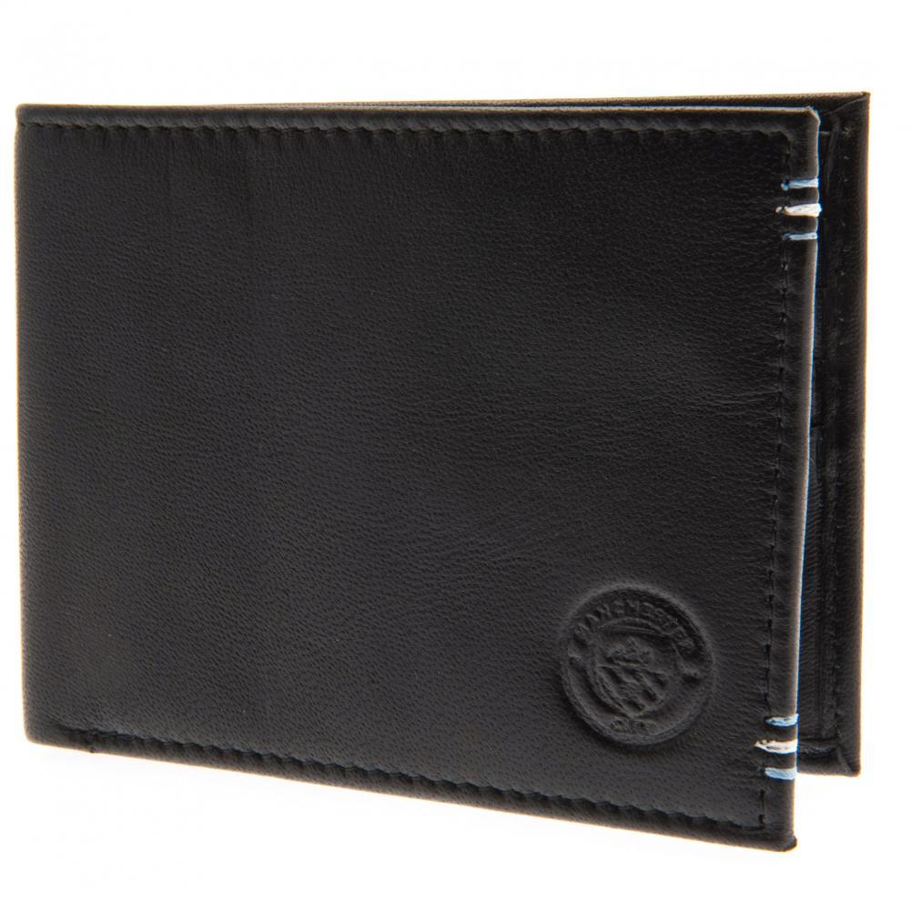 Sky Blue and White Stitched Manchester City FC Premium Leather Wallet
