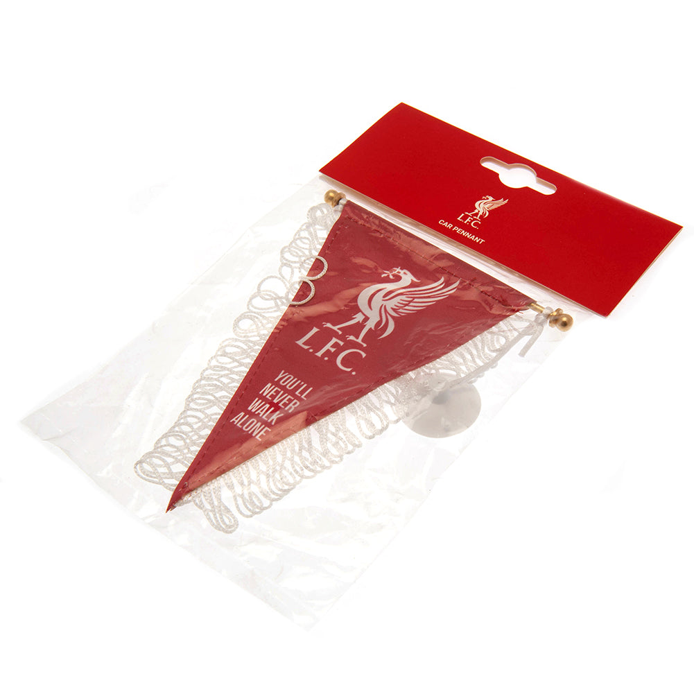 Mini Triangular Satin Pennant of Liverpool FC with Liverbird Crest