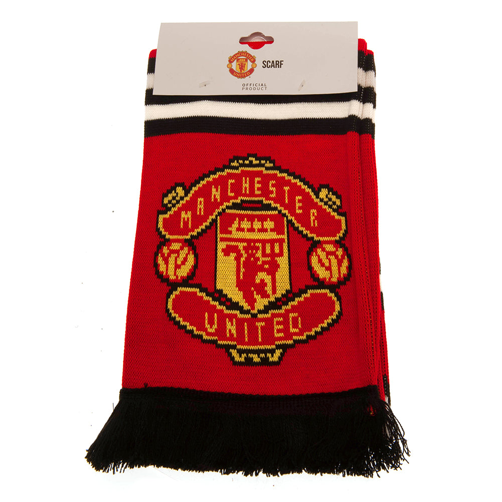 Stylish Jacquard Knit Manchester United FC Scarf in Red, White and Black