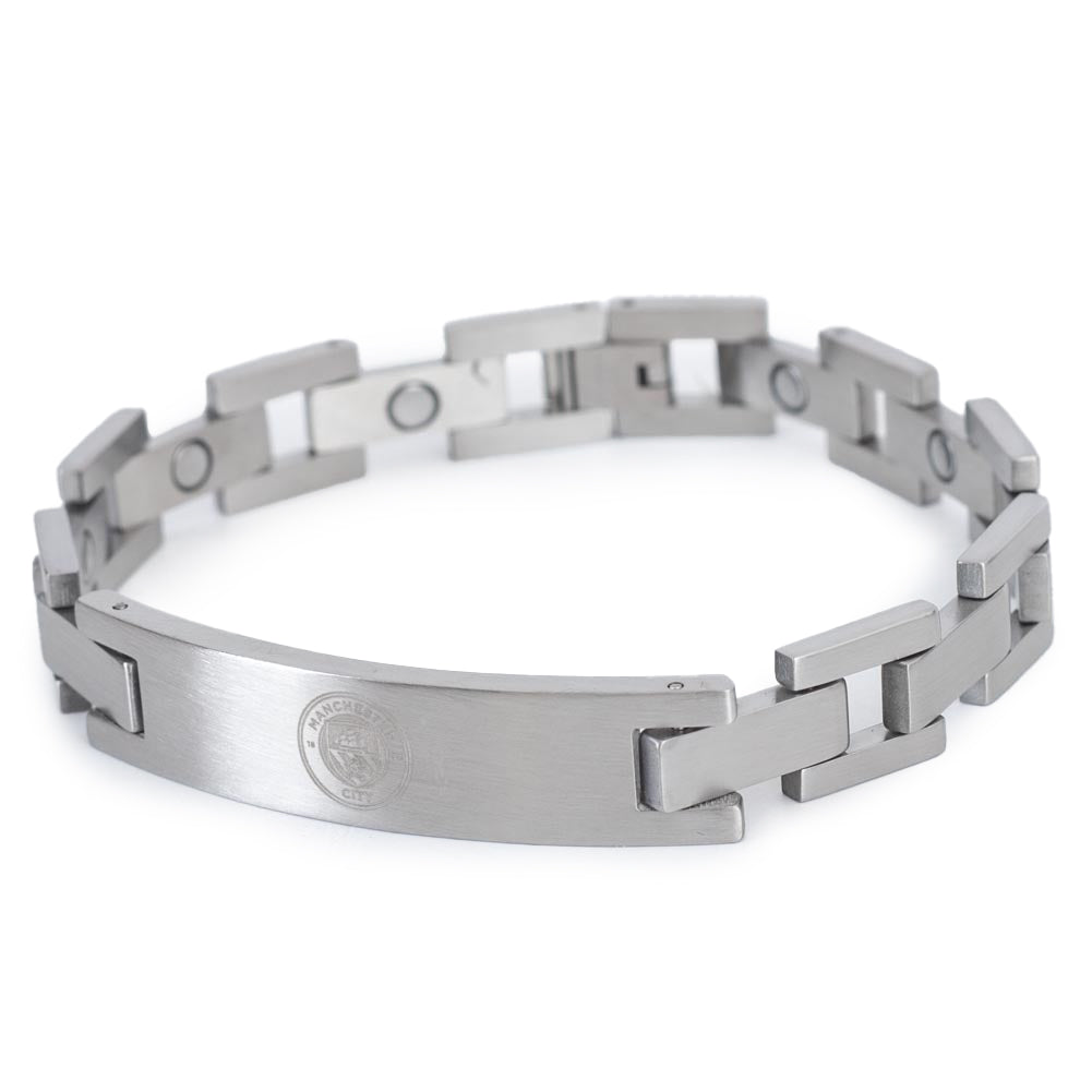 Engraved Manchester City Stainless Steel Link Bracelet for Fans