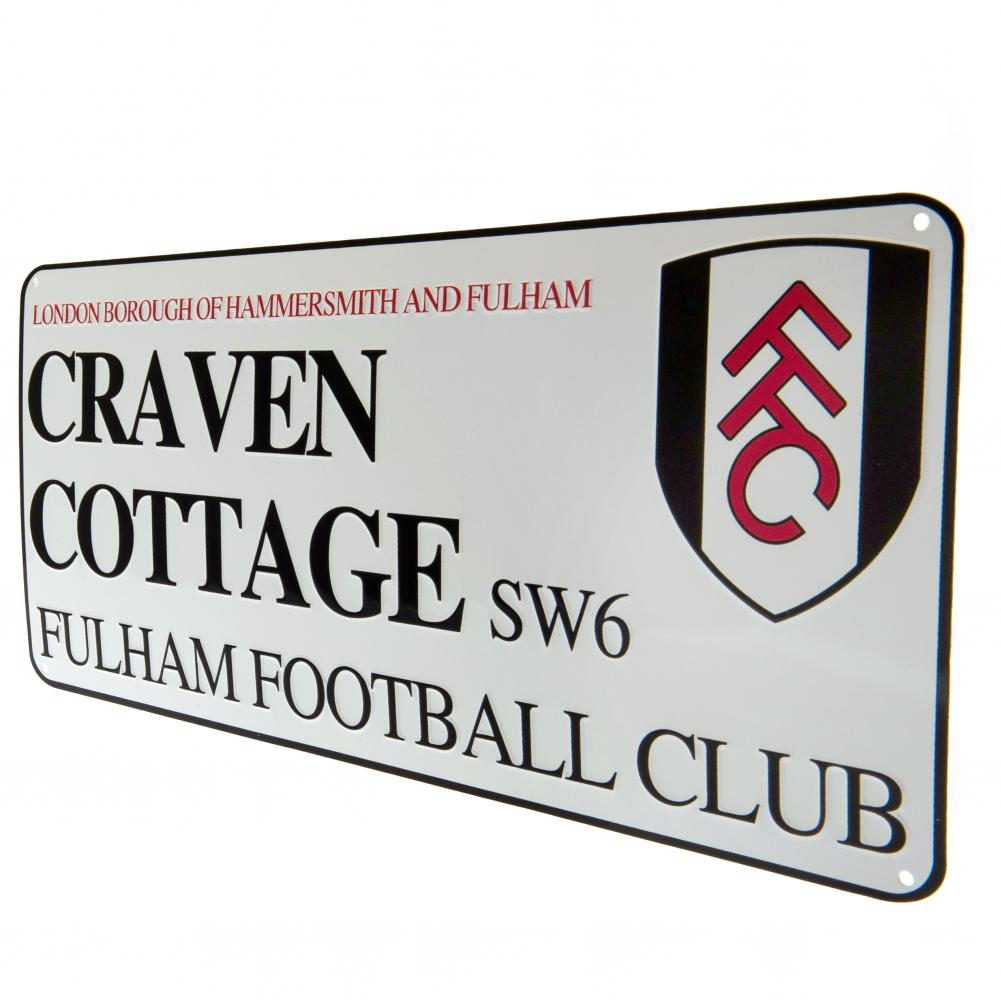 White Glossy Stamped Metal Wall Sign for Fulham FC's Craven Cottage