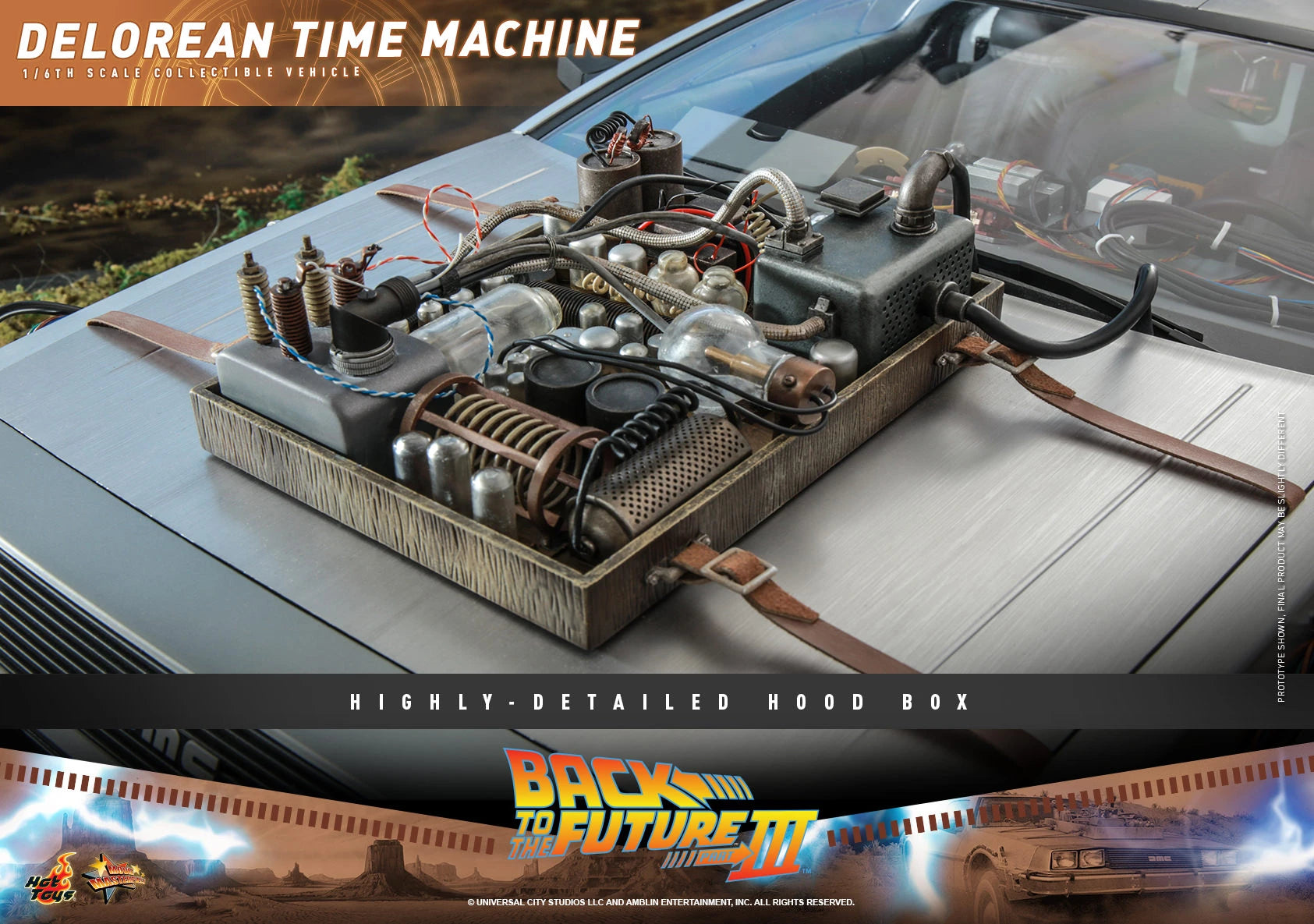 Hot Toys 1/6th Scale Back to the Future Part III DeLorean Time Machine Collectible