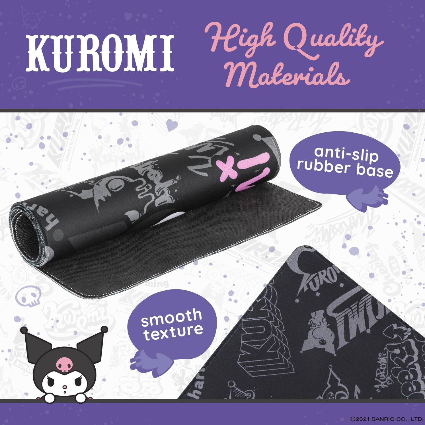 Stylish Hello Kitty & Friends Kuromi-themed Large-sized Desk Mat for Workspace Decoration