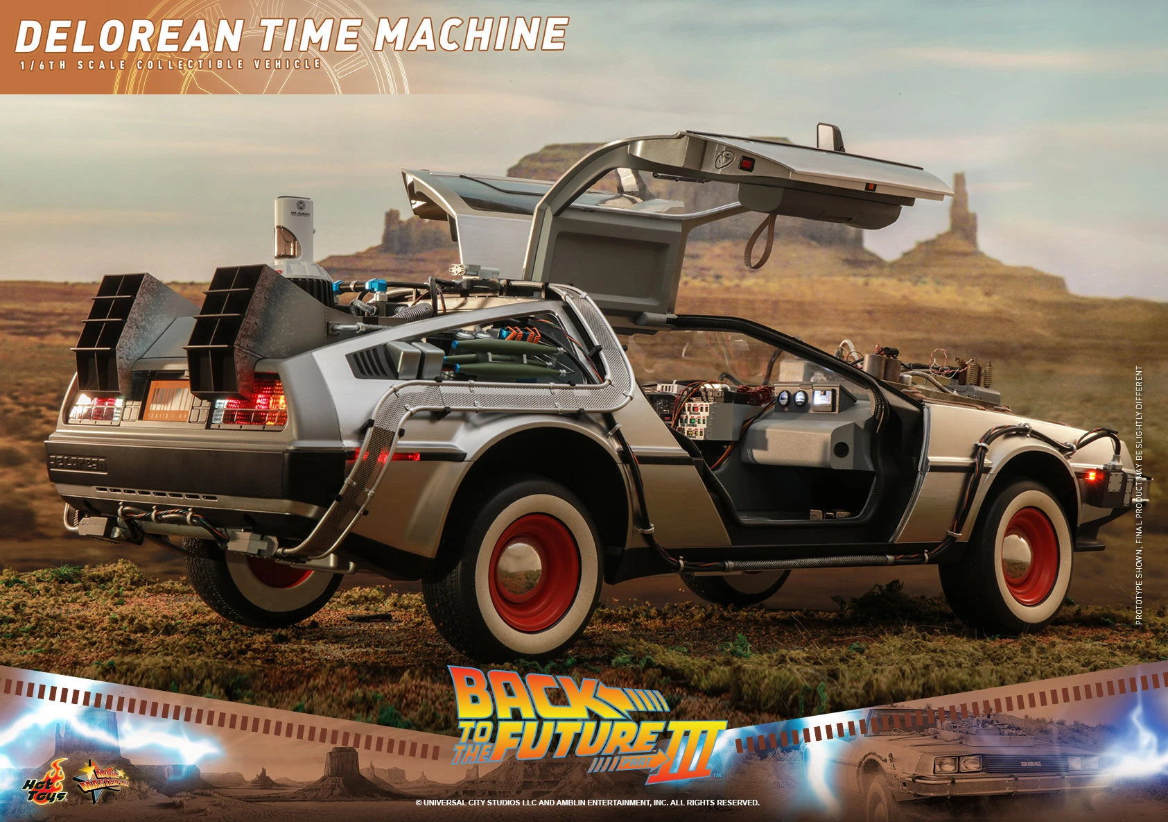 Hot Toys 1/6th Scale Back to the Future Part III DeLorean Time Machine Collectible