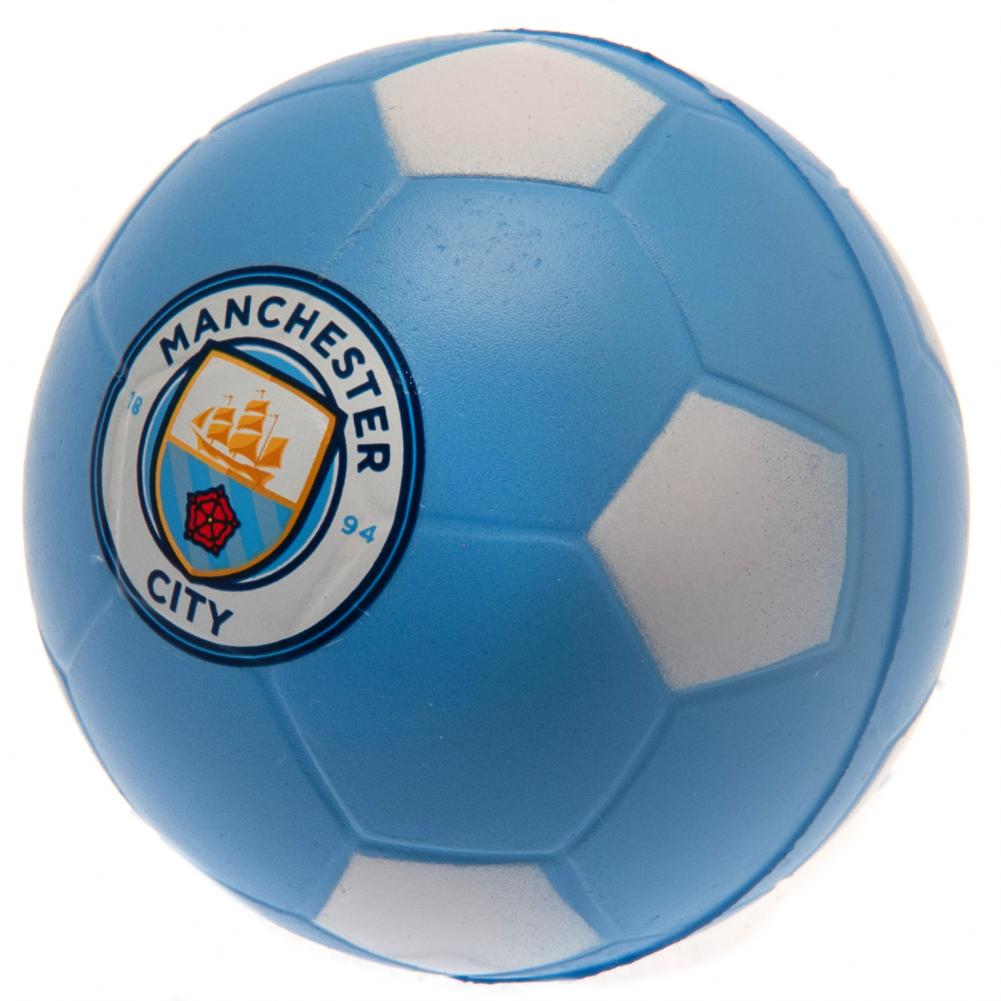 Sky - Blue and White Manchester City FC PU Foam Stress Ball with Full - Colour Crest