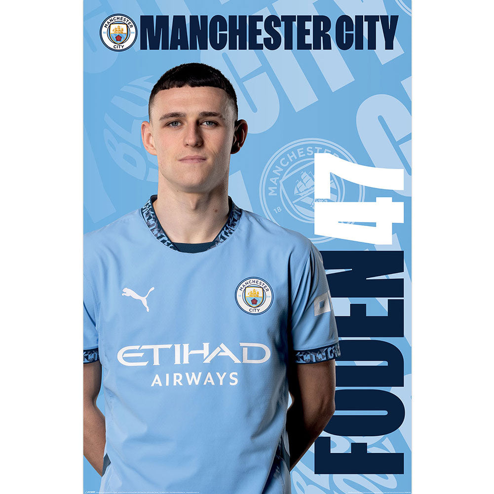 High - Quality Manchester City Football Club Phil Foden Wall Decorative Rolled Maxi Poster