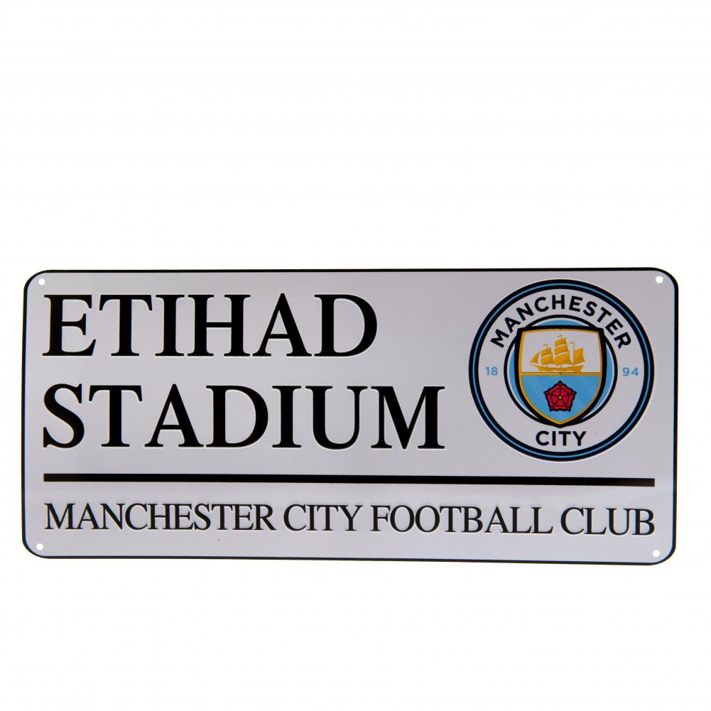 Stunning White Gloss Finish Manchester City FC Road Wall Sign
