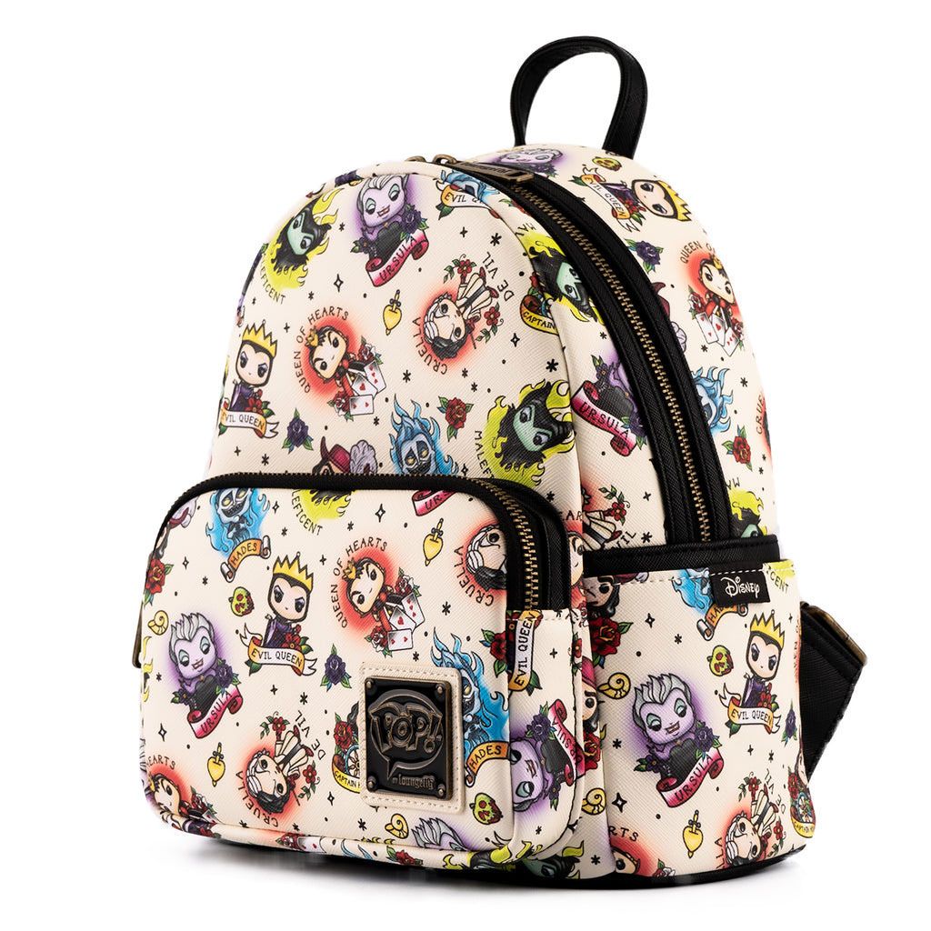 Loungefly Disney Pop! Villains Tattoo All-Over-Print Mini Backpack