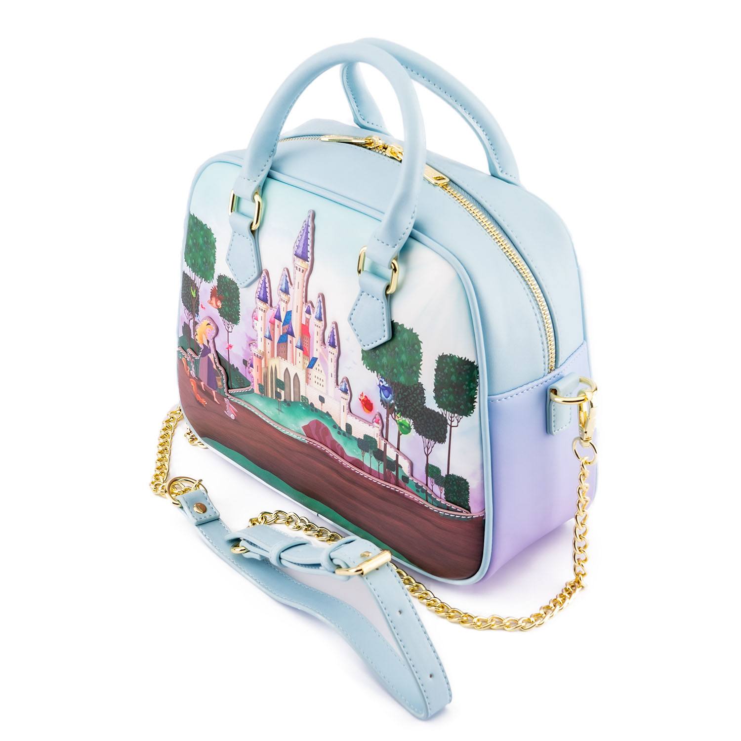 Loungefly Disney Sleeping Beauty Princess Castle Themed Fashionable Crossbody Shoulder Bag for Disney Fans