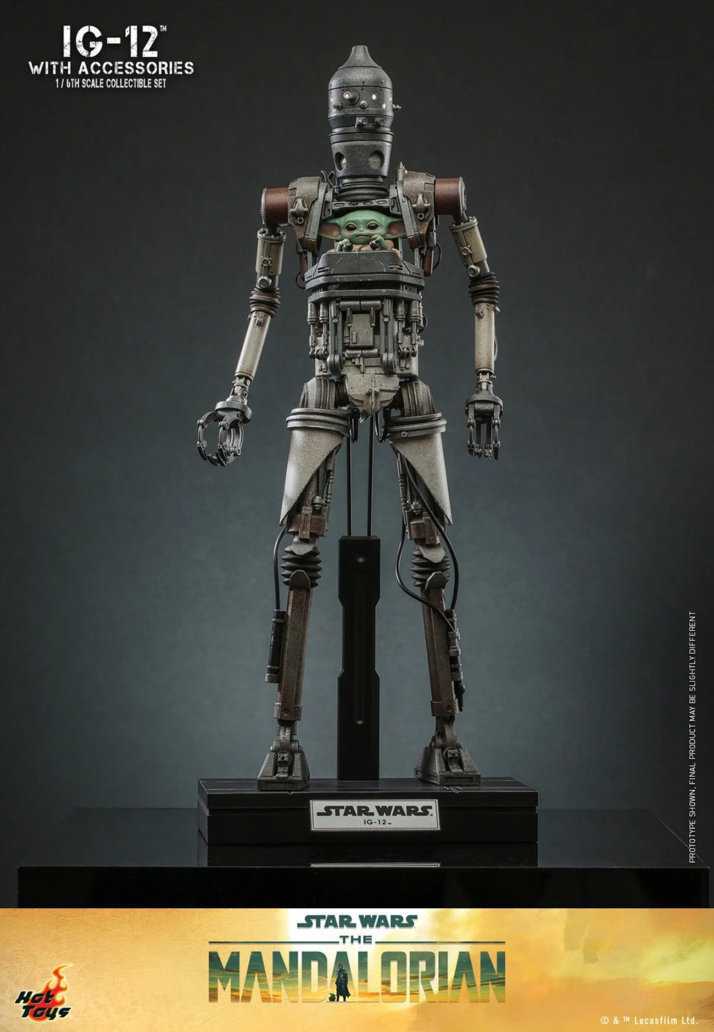 Hot Toys 1/6 Scale Mandalorian IG-12, Grogu & Accessories Collectible Set