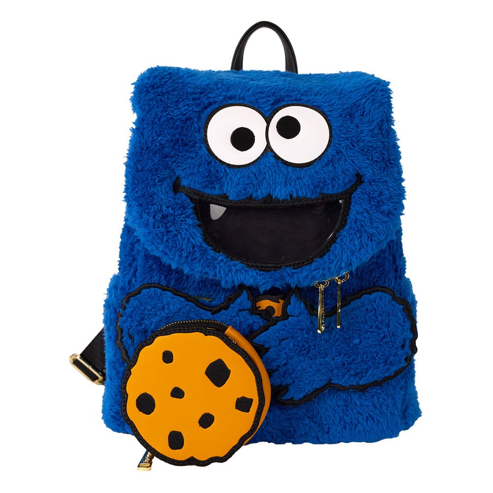 Loungefly Adorable Sesame Street Cookie Monster Fuzzy Plush Mini Backpack