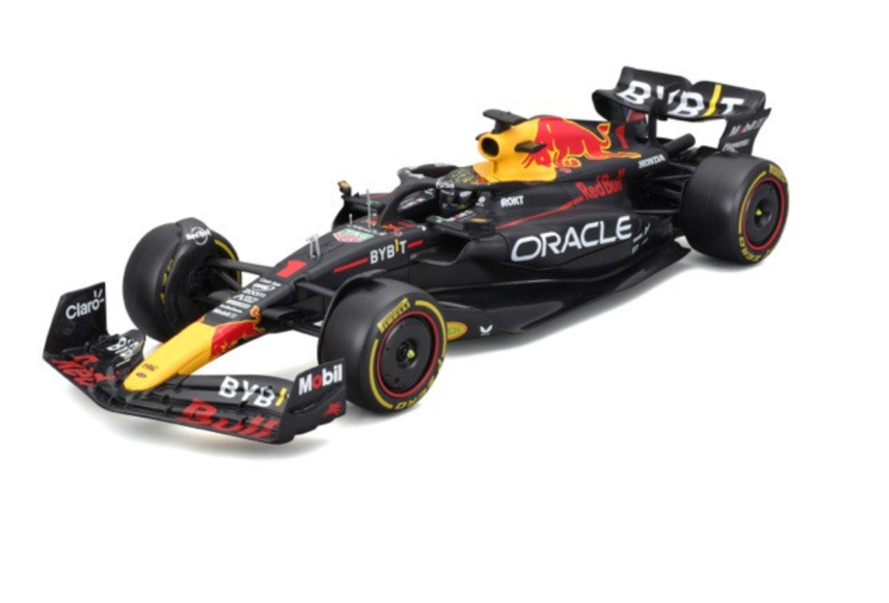 Formula 1 Red Bull Racing RB19 Max Verstappen Authentic Die - cast Collectible Model with Mini Helmet F1 Replica in 1:24 Scale