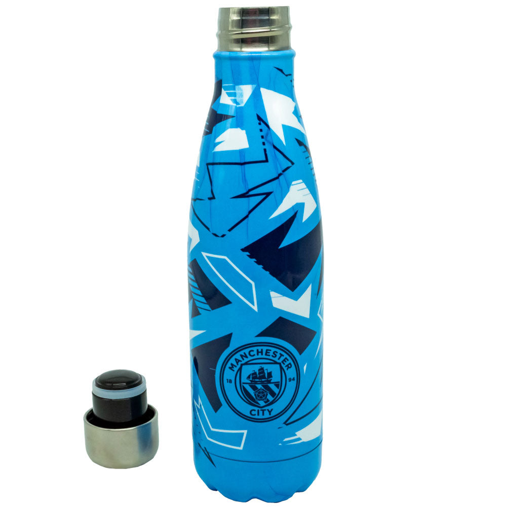 Sky Blue and Navy Manchester City FC Insulated Stainless Steel Thermal Flask