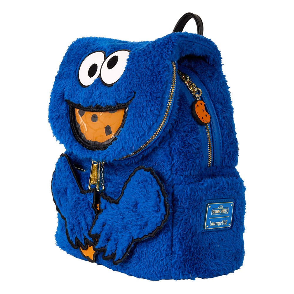 Loungefly Adorable Sesame Street Cookie Monster Fuzzy Plush Mini Backpack