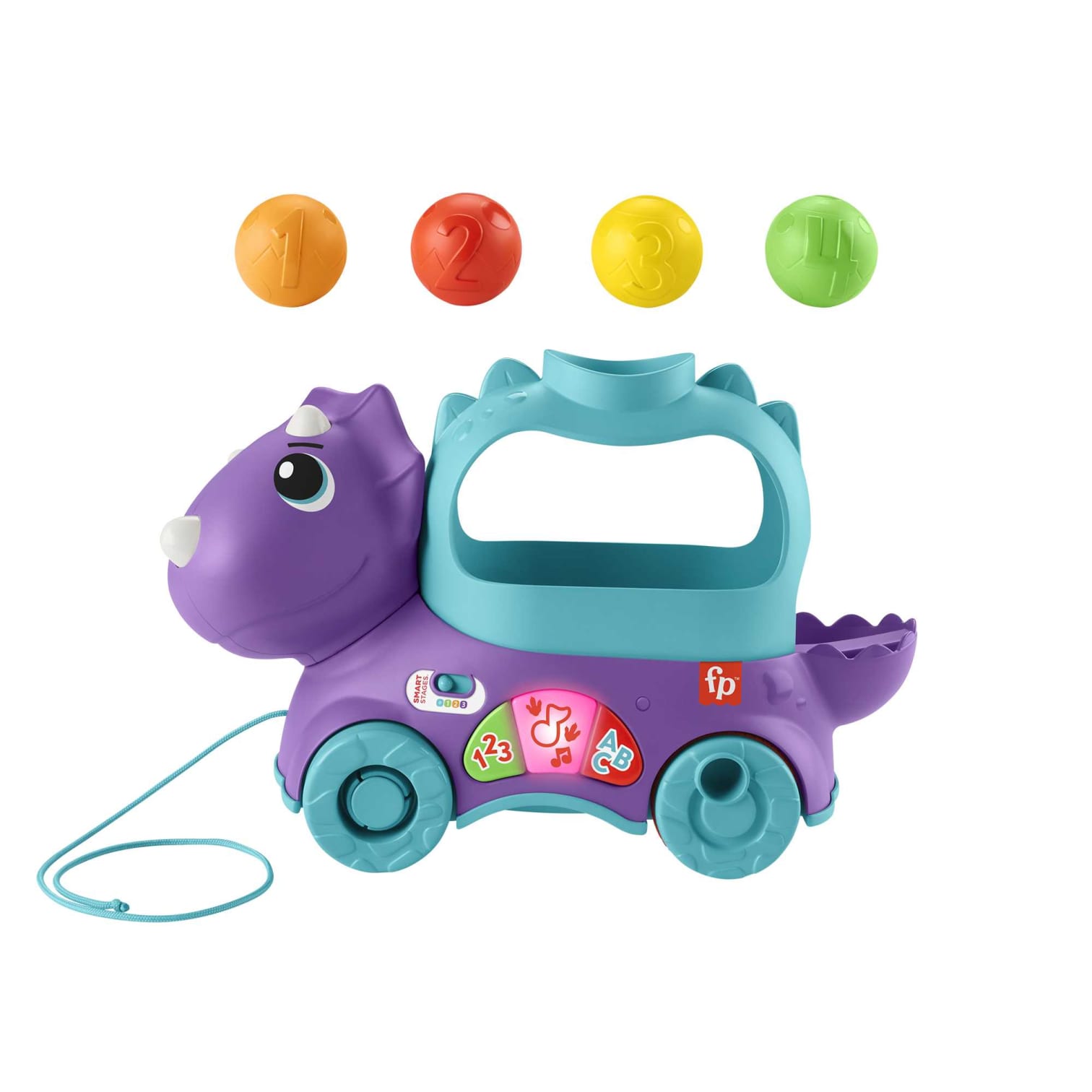 Fisher-Price Interactive Ball Popper Pull Toy - Poppin’ Triceratops for Toddlers' Prehistoric Fun