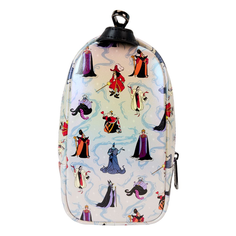 Loungefly Branded Disney Villains Themed Iridescent Mini Backpack Style Pencil Case for Stationery Storage