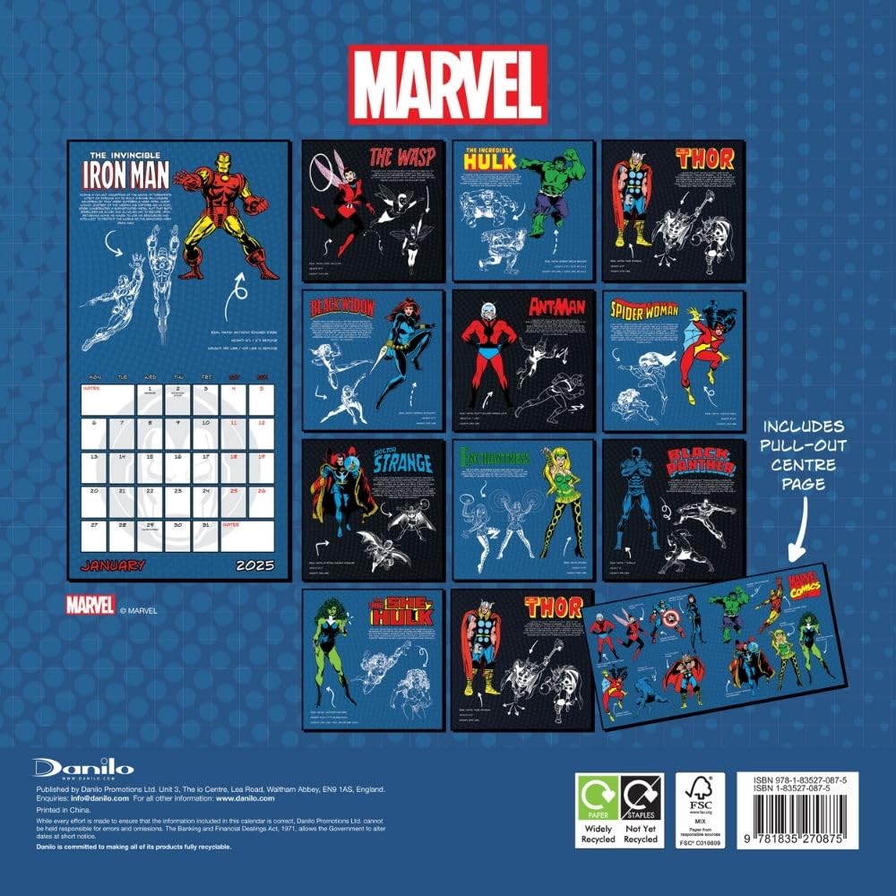 2025 Marvel Comics Themed Square Wall Calendar for Your Home or Office