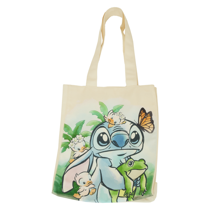 Loungefly Springtime Daisy Themed Lilo & Stitch Inspired Canvas Tote Bag for Everyday Use
