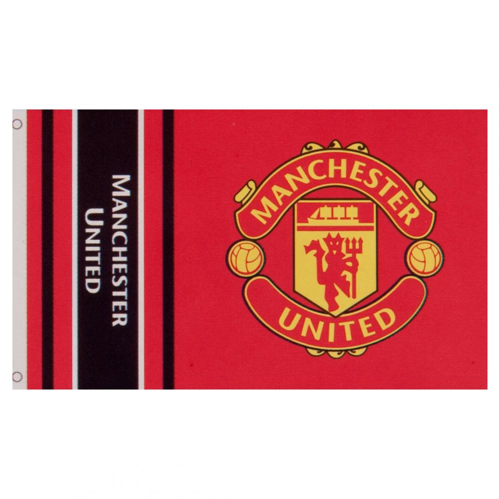 Large 100% Polyester Manchester United Football Club Red Wordmark Flag