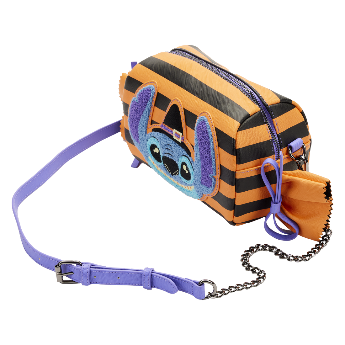 Loungefly Disney Lilo & Stitch Themed Striped Halloween Candy Wrapper Style Crossbody Shoulder Bag for Fashion Lovers