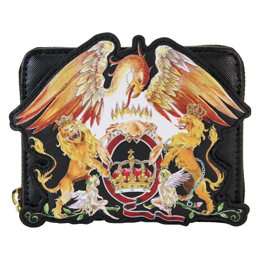 Loungefly Fashionable Queen Logo Crest Design Zip Around Wallet for Music Lovers