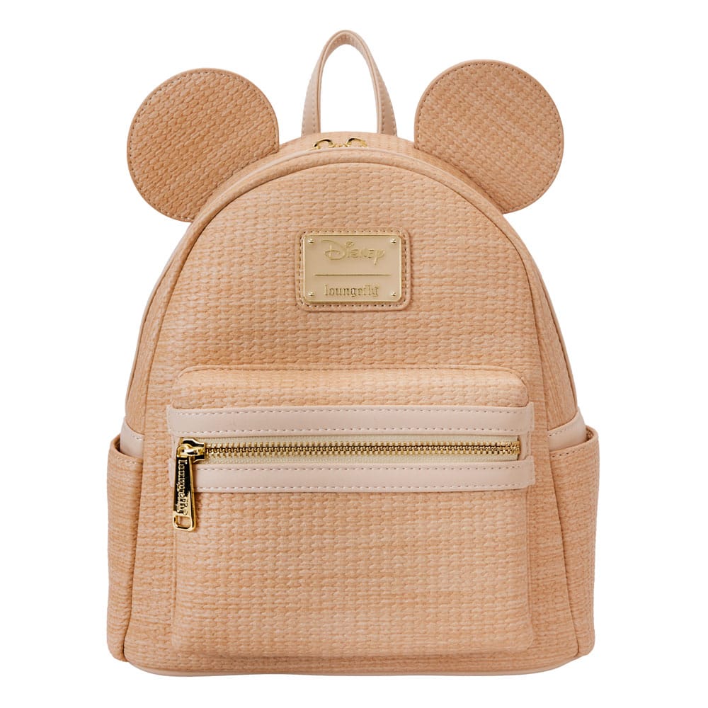 Loungefly Disney Mickey Cosplay Mini Backpack with Woven Straw - like Texture
