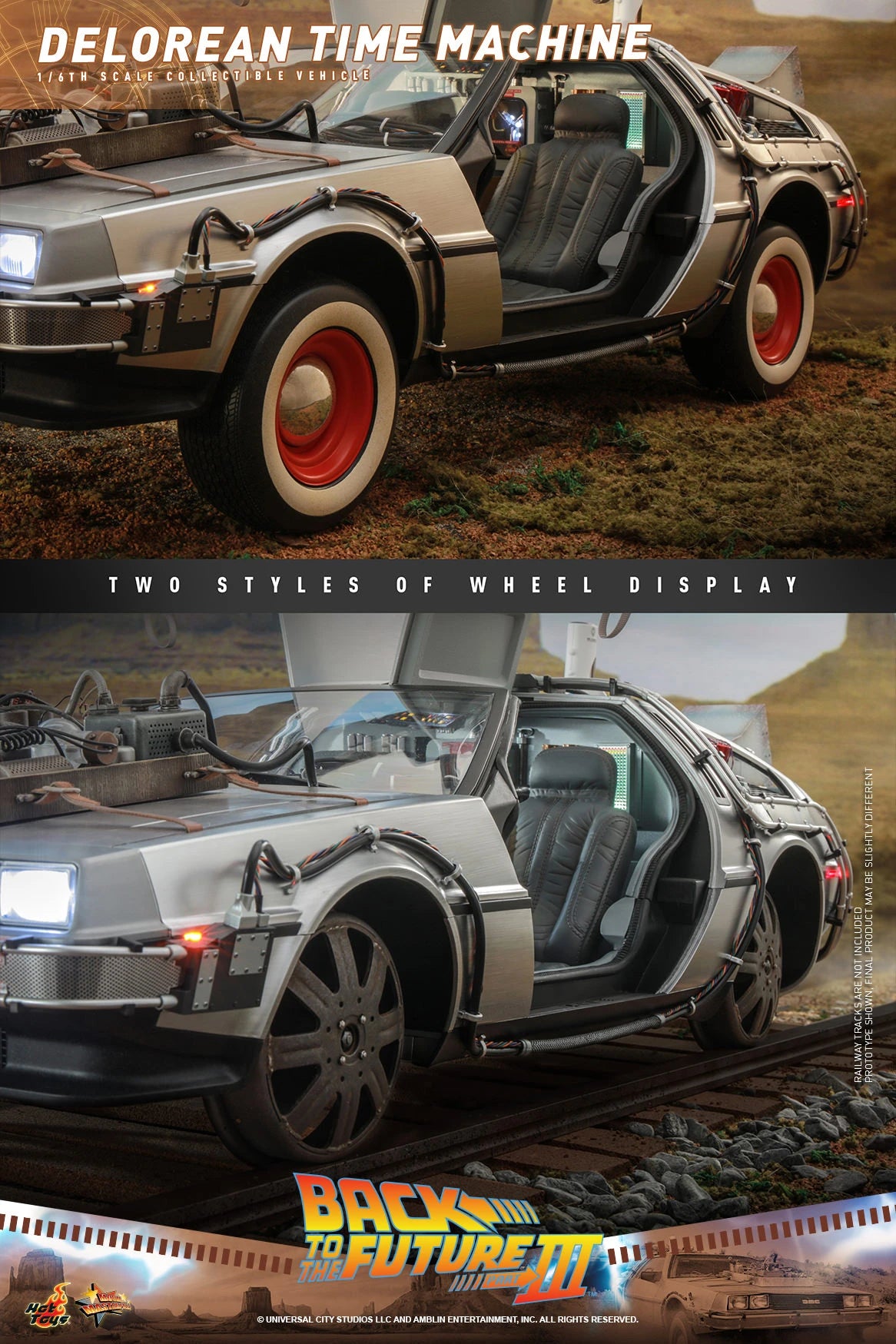 Hot Toys 1/6th Scale Back to the Future Part III DeLorean Time Machine Collectible