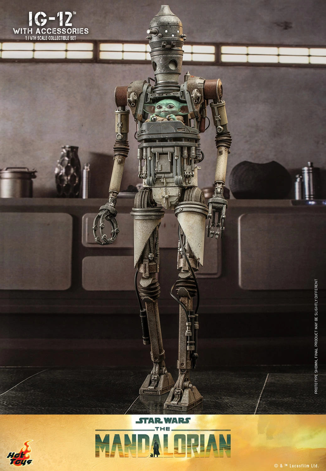 Hot Toys 1/6 Scale Mandalorian IG-12, Grogu & Accessories Collectible Set