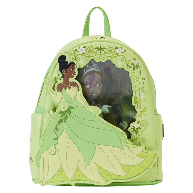 Loungefly Disney Princess and the Frog Tiana Series Lenticular Design Mini Backpack for Fashionable Carry