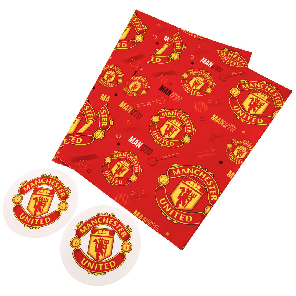 Manchester United Football Club Decorative Text Gift Wrapping Paper Set