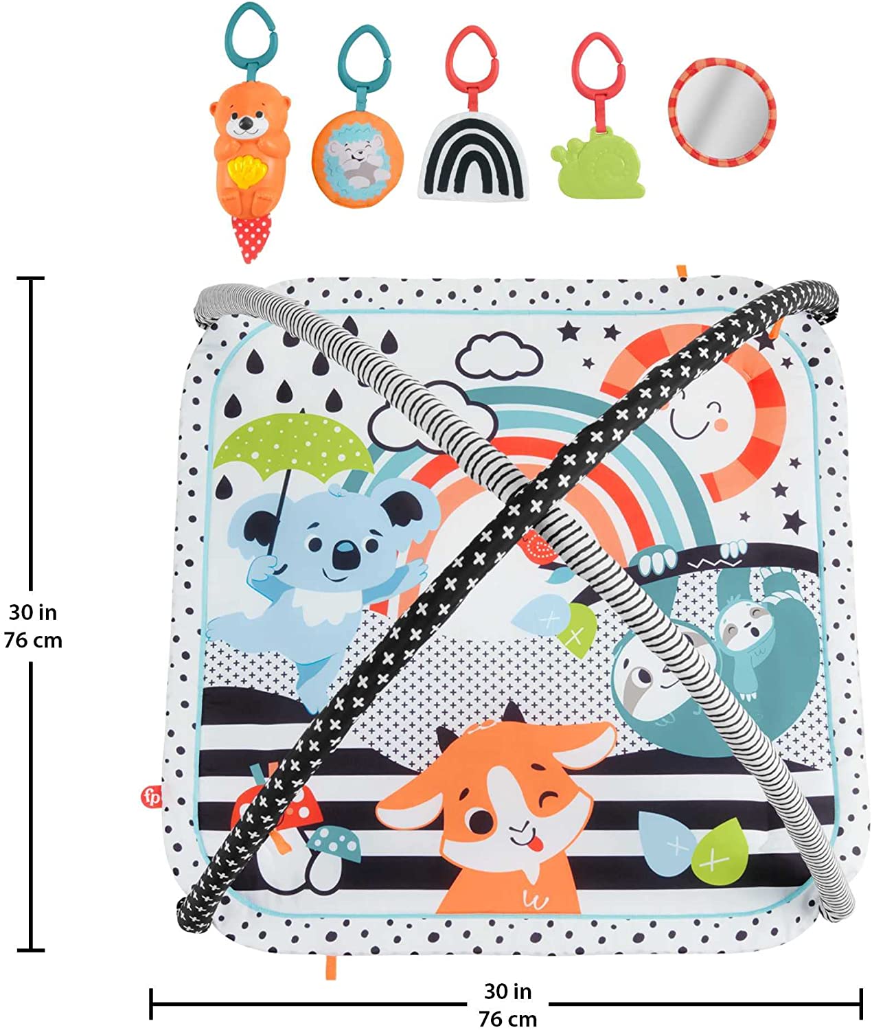 Fisher Price 3-in-1 Gym Activity Play Mat with Music, Glow & Developmental Toys