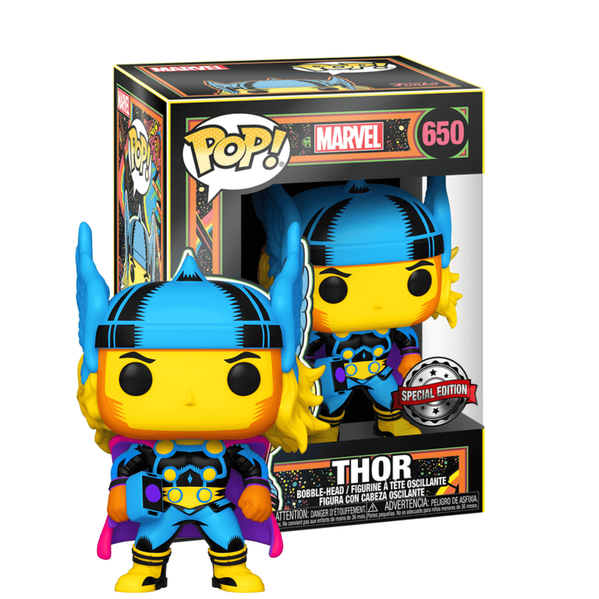 Incredible Marvel Black Light Thor Funko Pop Vinyl Collectible Figure