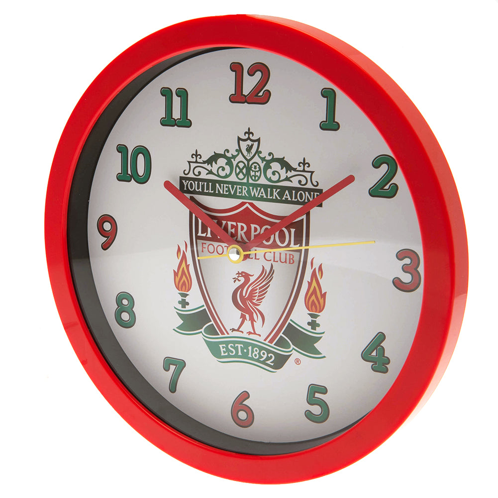 Liverpool FC Red Wall Clock with White Face and Classic Crest for Kids' Bedroom