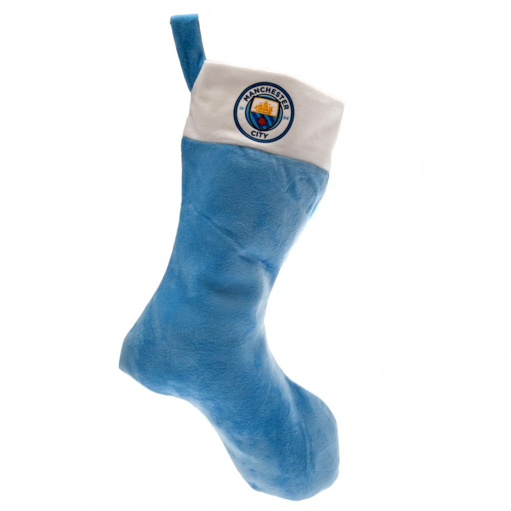 Soft 100% Polyester Sky Blue Manchester City FC Christmas Stocking