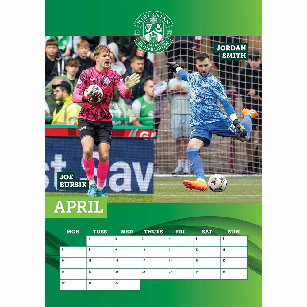 2025 A3 Wall Calendar Showcasing Favourite Hibs FC Players
