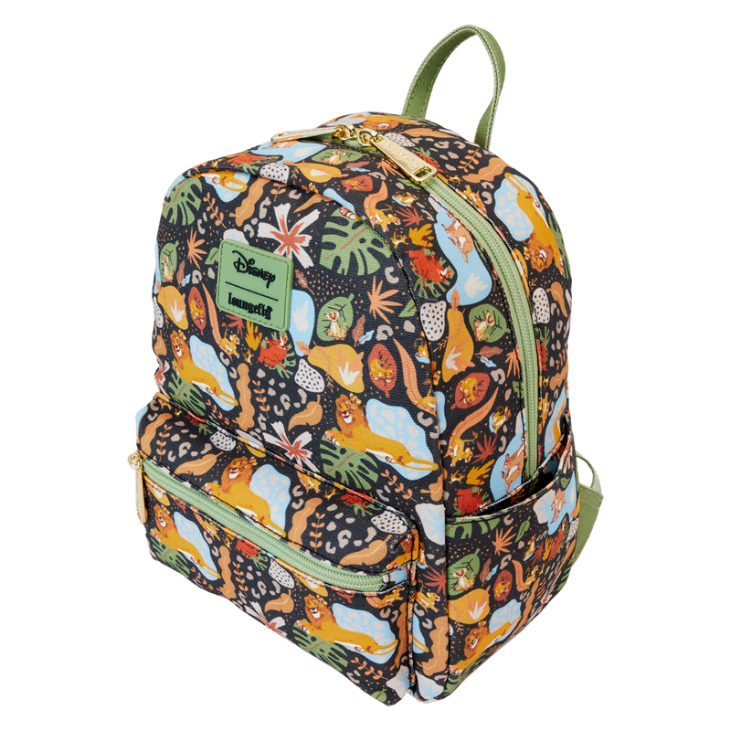 Loungefly Licensed Disney The Lion King 30th Anniversary Mini Canvas Backpack with All Over Character Silhouette Print