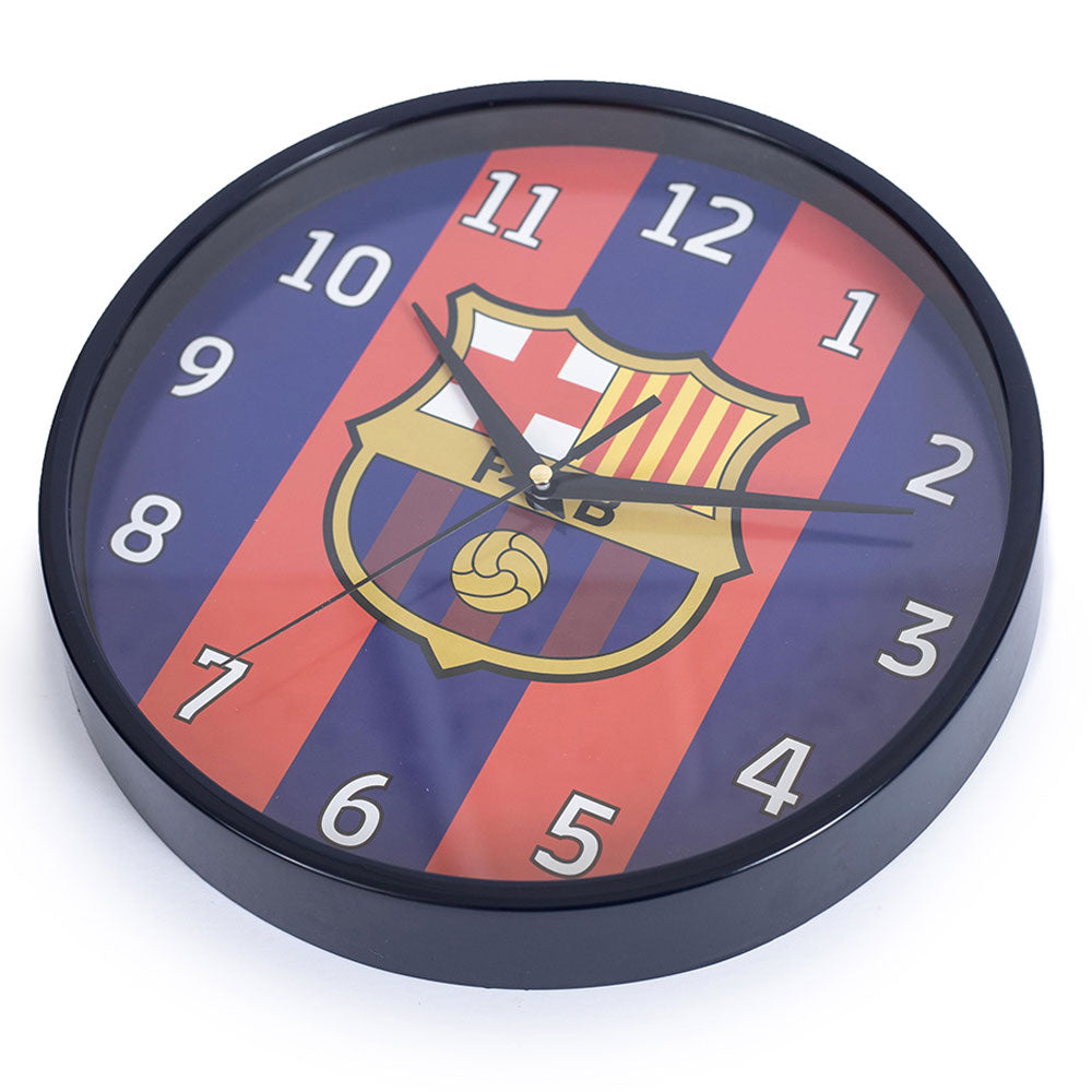 Stylish Red and Blue Striped FC Barcelona Bedroom Wall Clock