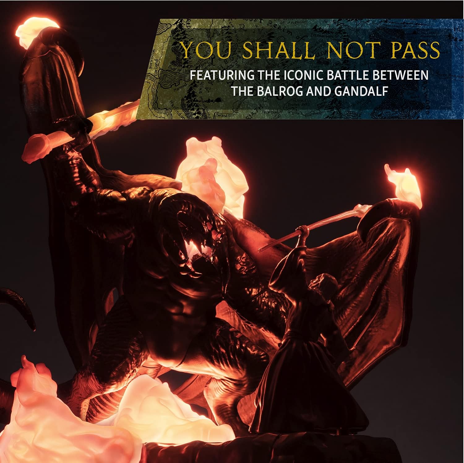Officially Licensed Lord of the Rings Balrog vs Gandalf Glowing Desk Lamp