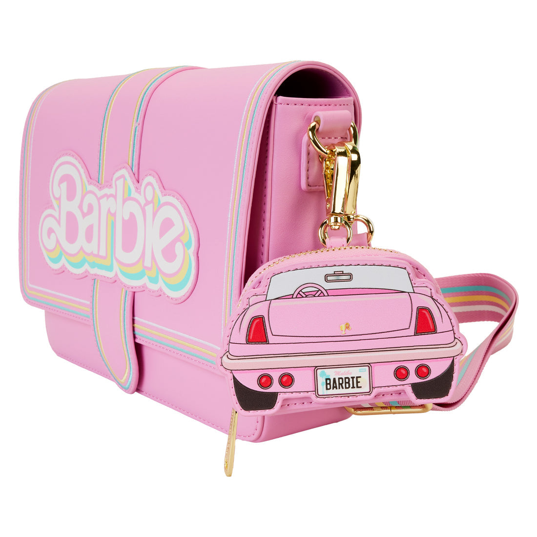 Loungefly 65th Anniversary Barbie Logo Adjustable Crossbody Bag with Detachable Coin Bag