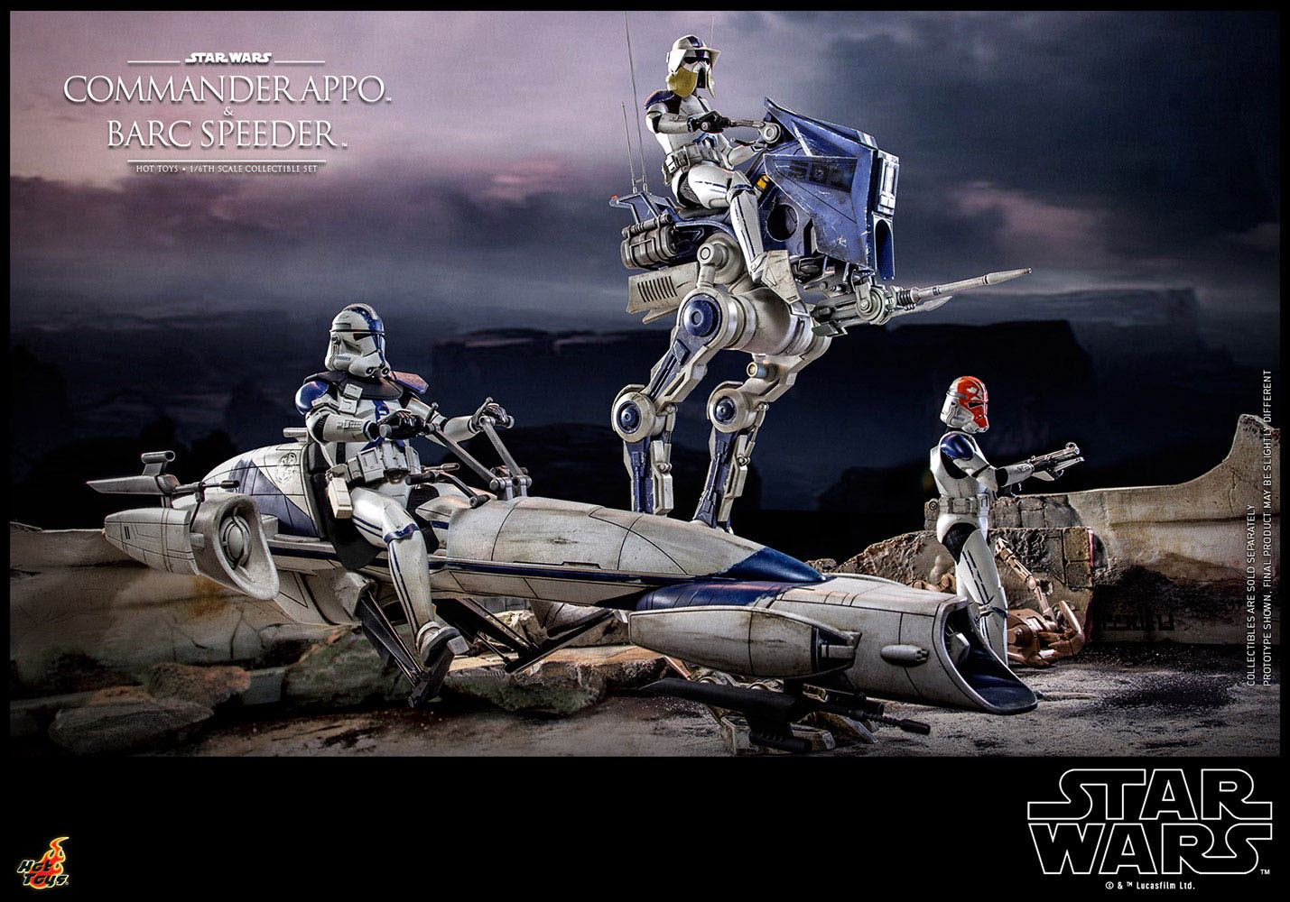 Hot Toys 1:6 Scale Star Wars Clone Wars - Detailed Commander Appo with BARC Speeder Set