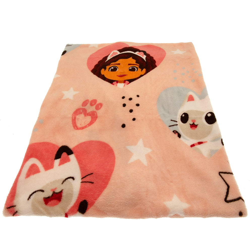 Gabby's Dollhouse Premium Polyester Fleece Blanket with Heart and Star Design