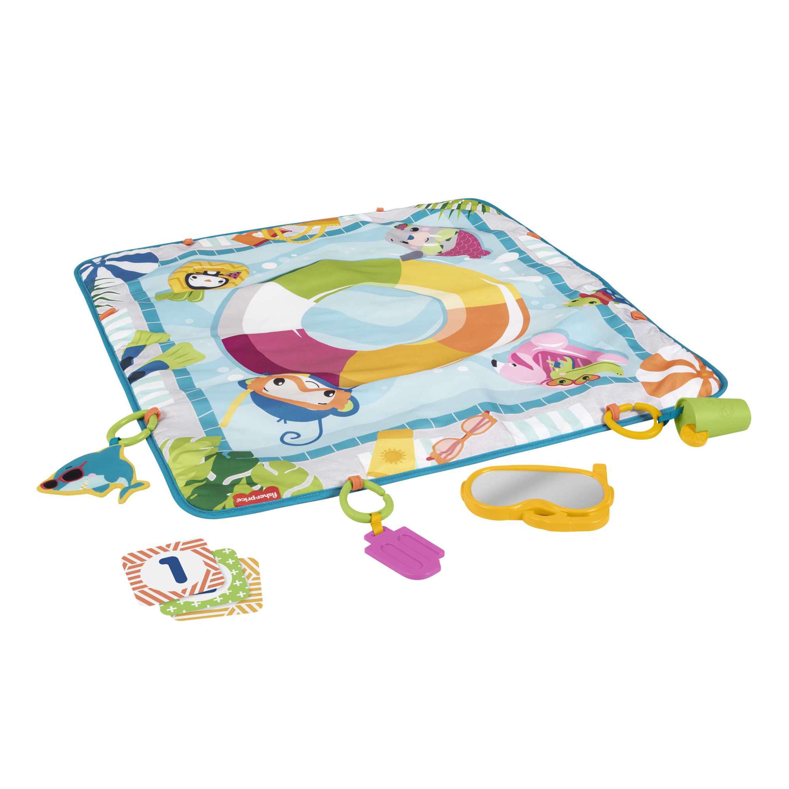 Fisher-Price Colorful Activity Mat for Newborns with Pool Theme