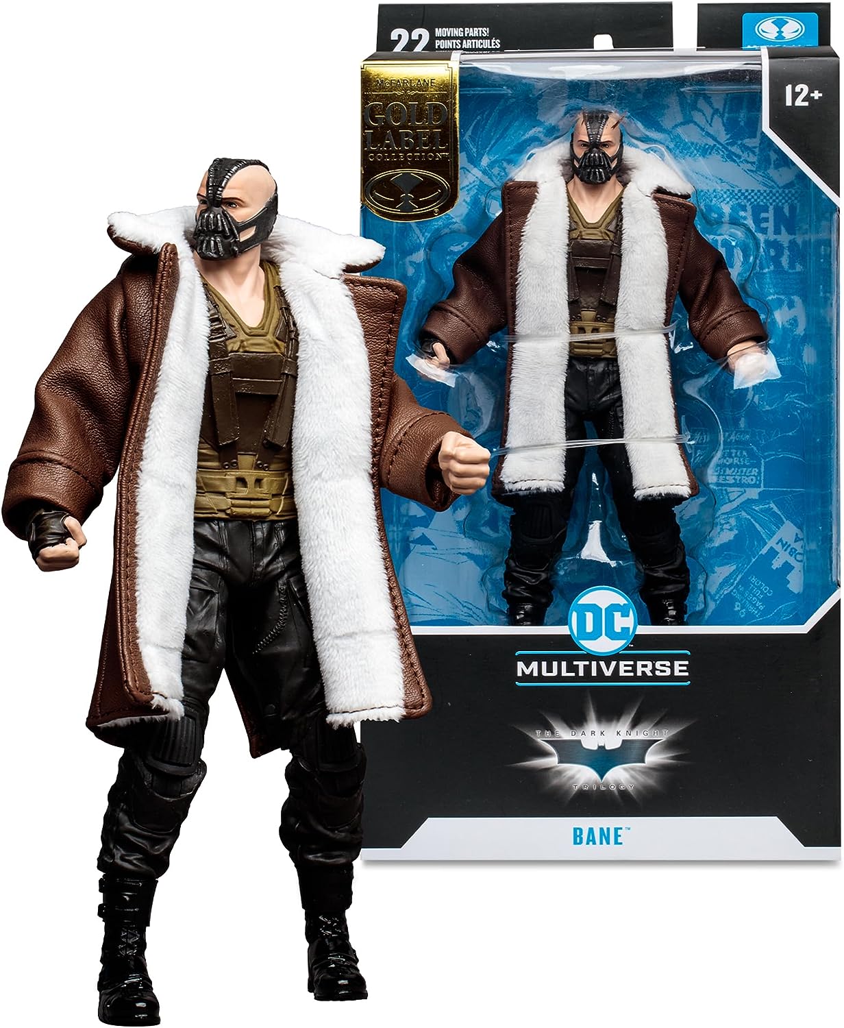 McFarlane 7 - Inch Gold - Label Action Figure of Bane in Trench Coat from The Dark Knight Trilogy DC Multiverse