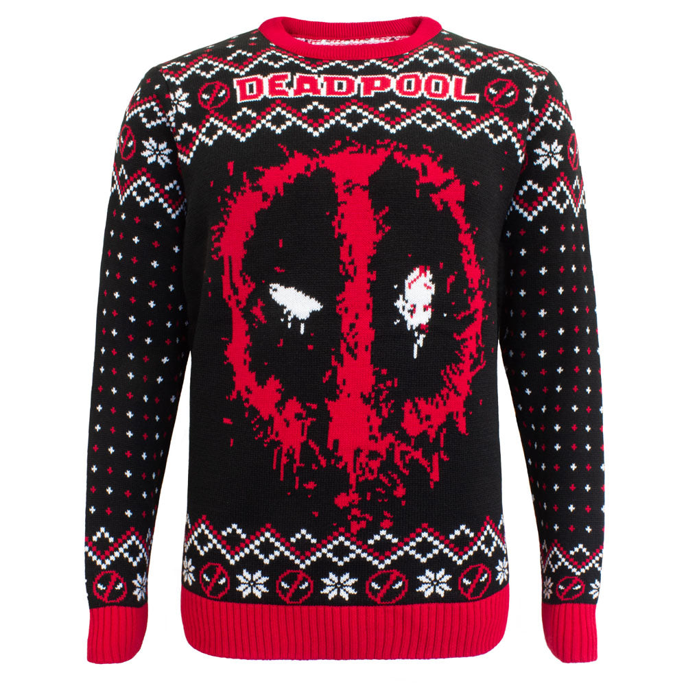 Marvel Comics Deadpool Licensed Spray-Printed Knitted Unisex Acrylic Jumper